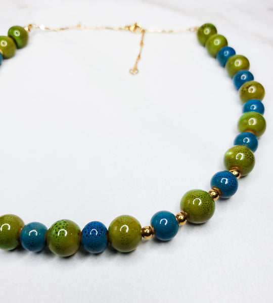 Moss Ceramica Beads Choker