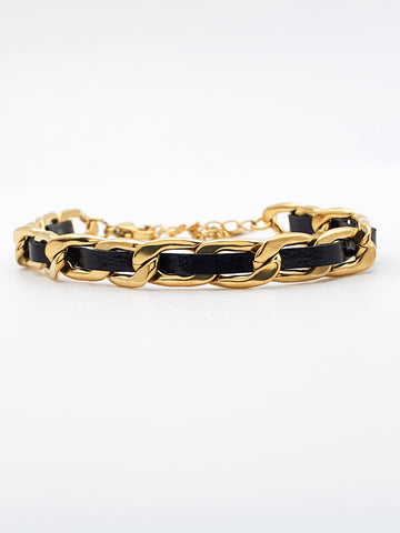 Kenny Leather and Gold Bracelet